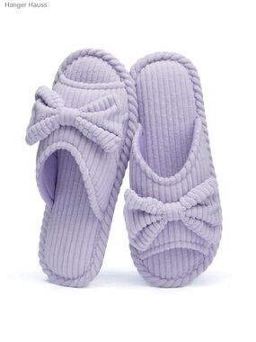Cute Bow Open Toe Memory Foam Slippers for Women